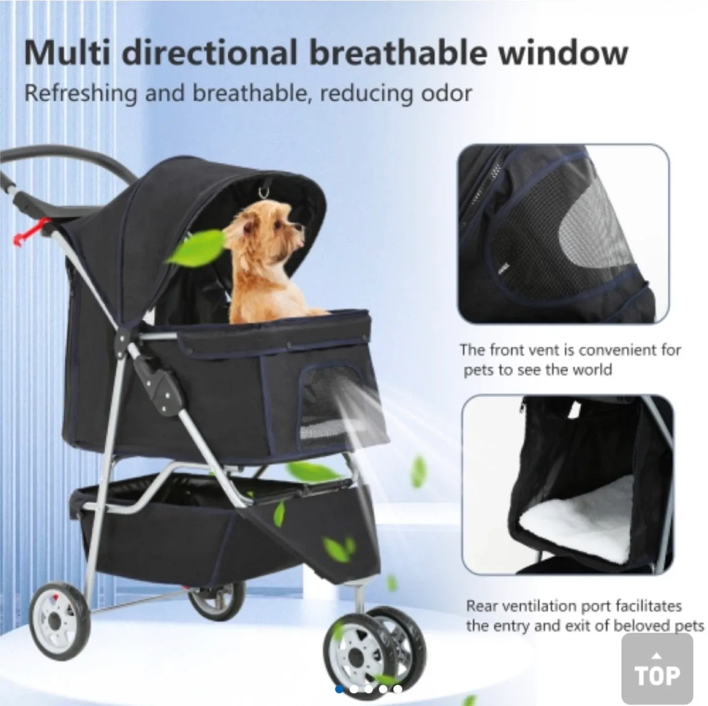 New! Foldable Dog & Cat Jogger Stroller image indicator(3)