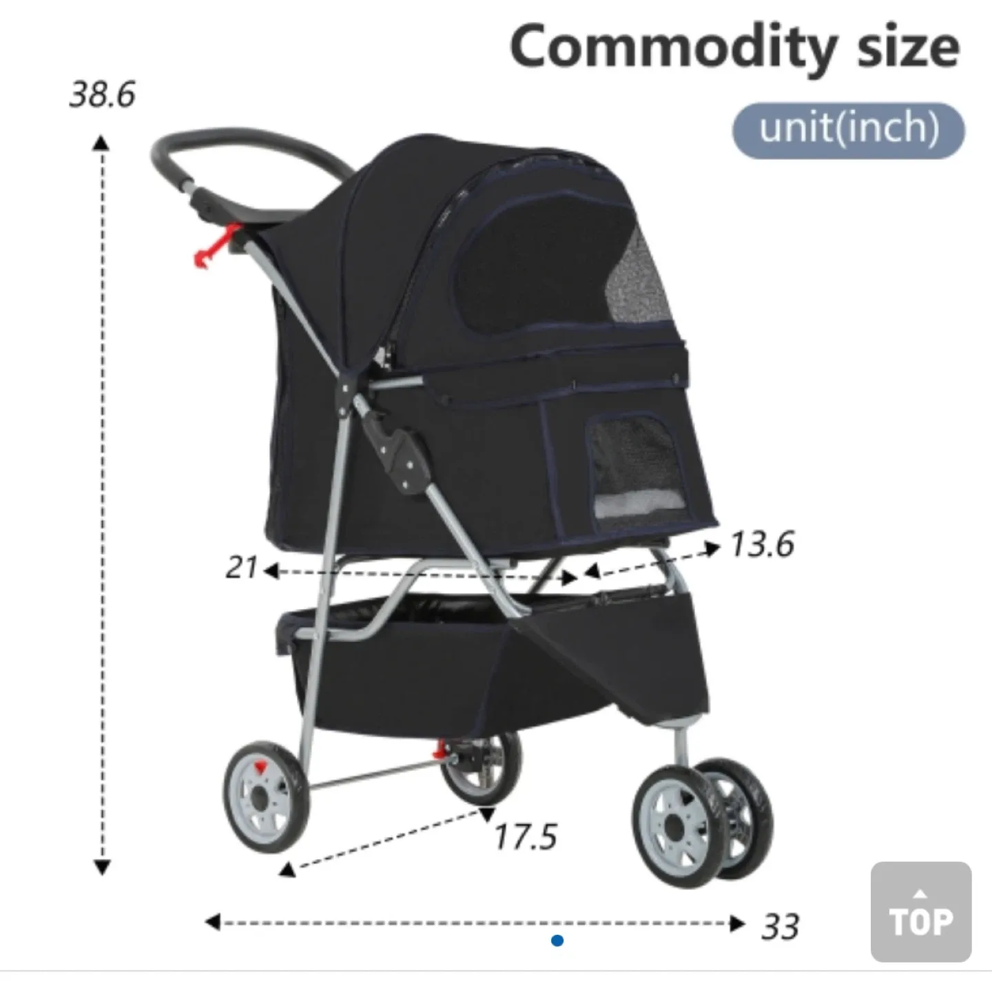 New! Foldable Dog & Cat Jogger Stroller image indicator(7)