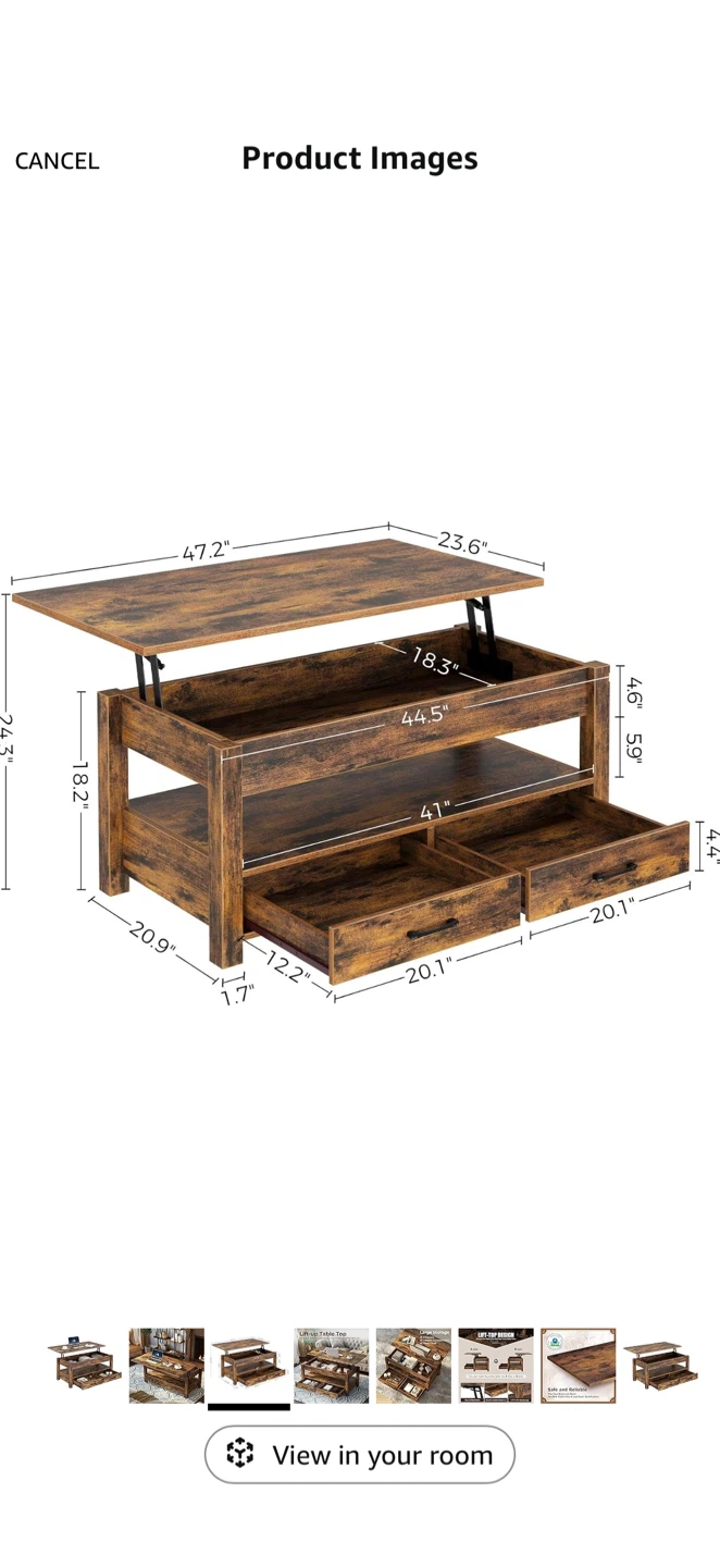 Lift Top Coffee Table with Hidden Compartment - photo 5