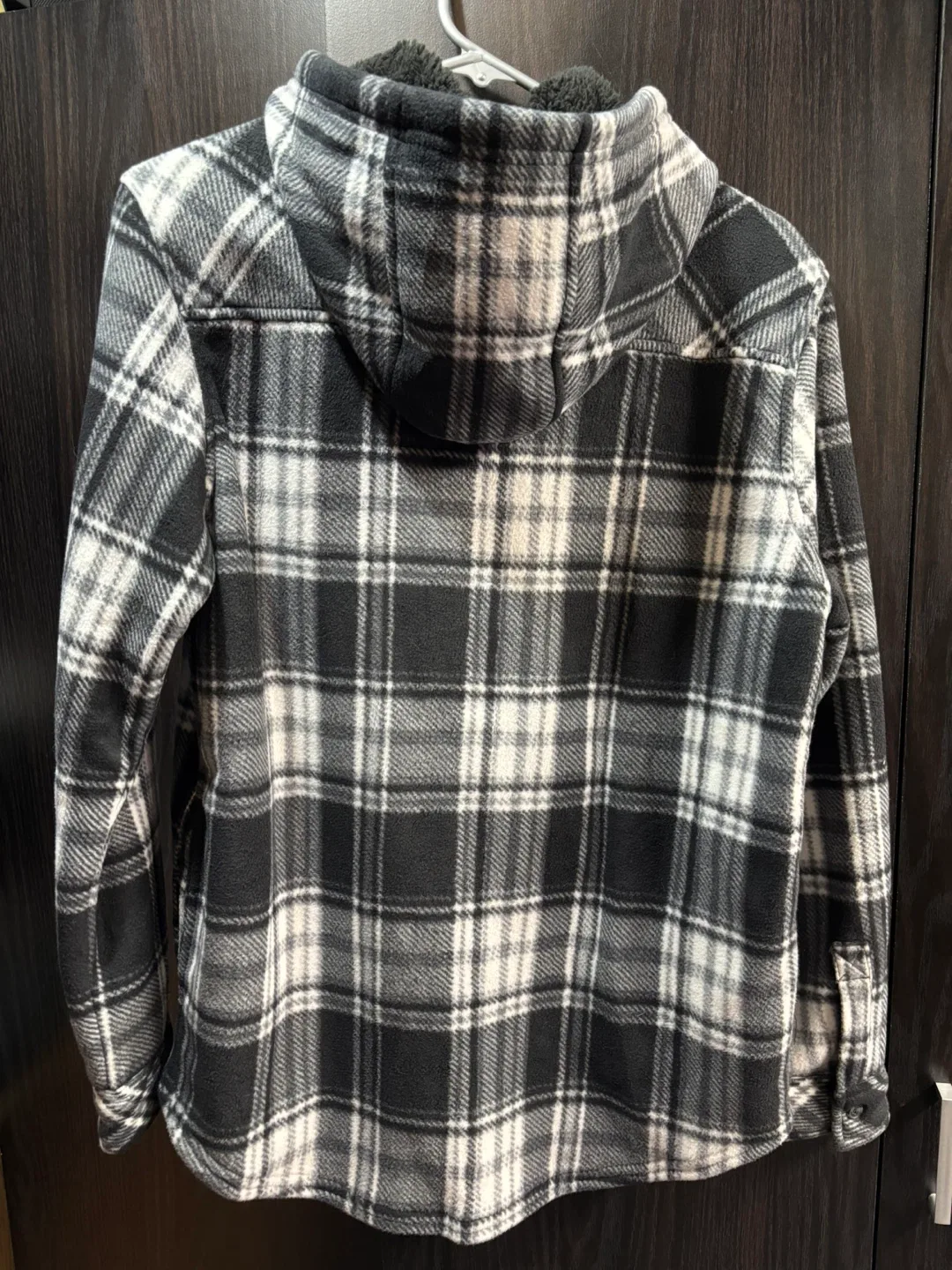 Real Tree Women’s Black & White Plaid Fleece Hoodie - Size SM image indicator(2)
