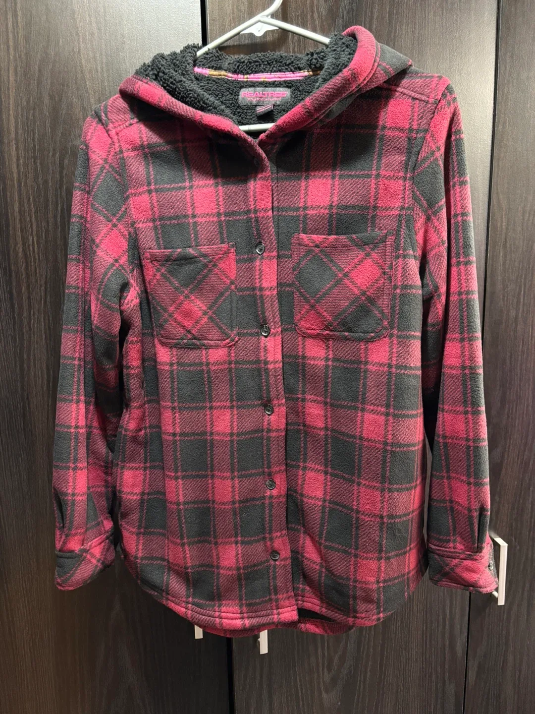 Real Tree Women’s Red & Black Fleece Hoodie - Size SM