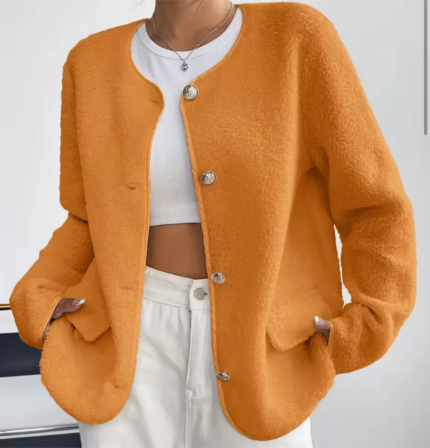 Yellow Fleece Jacket with buttons