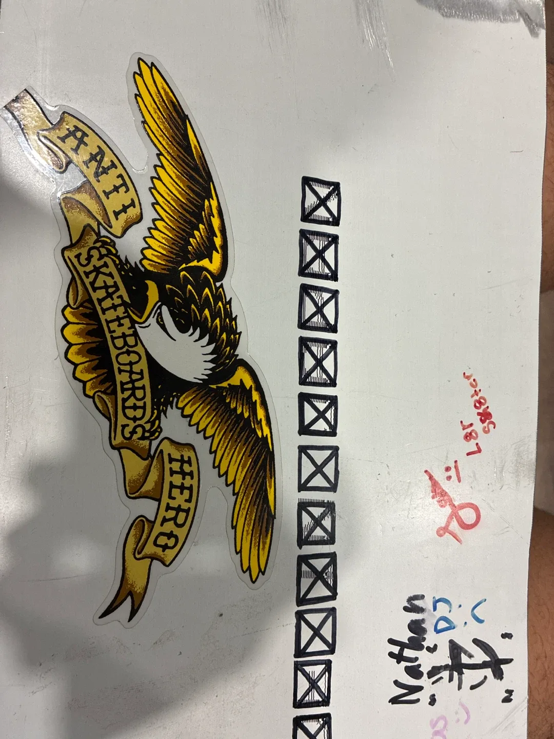 #Cleanout Metal skateboard deck with supreme and Nike stickers image indicator(8)