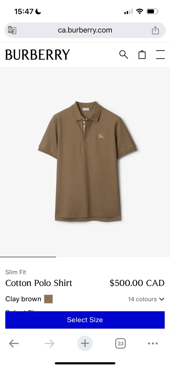 Authentic Burberry Slim Fit Cotton Polo Shirt - Clay Brown image indicator(2)