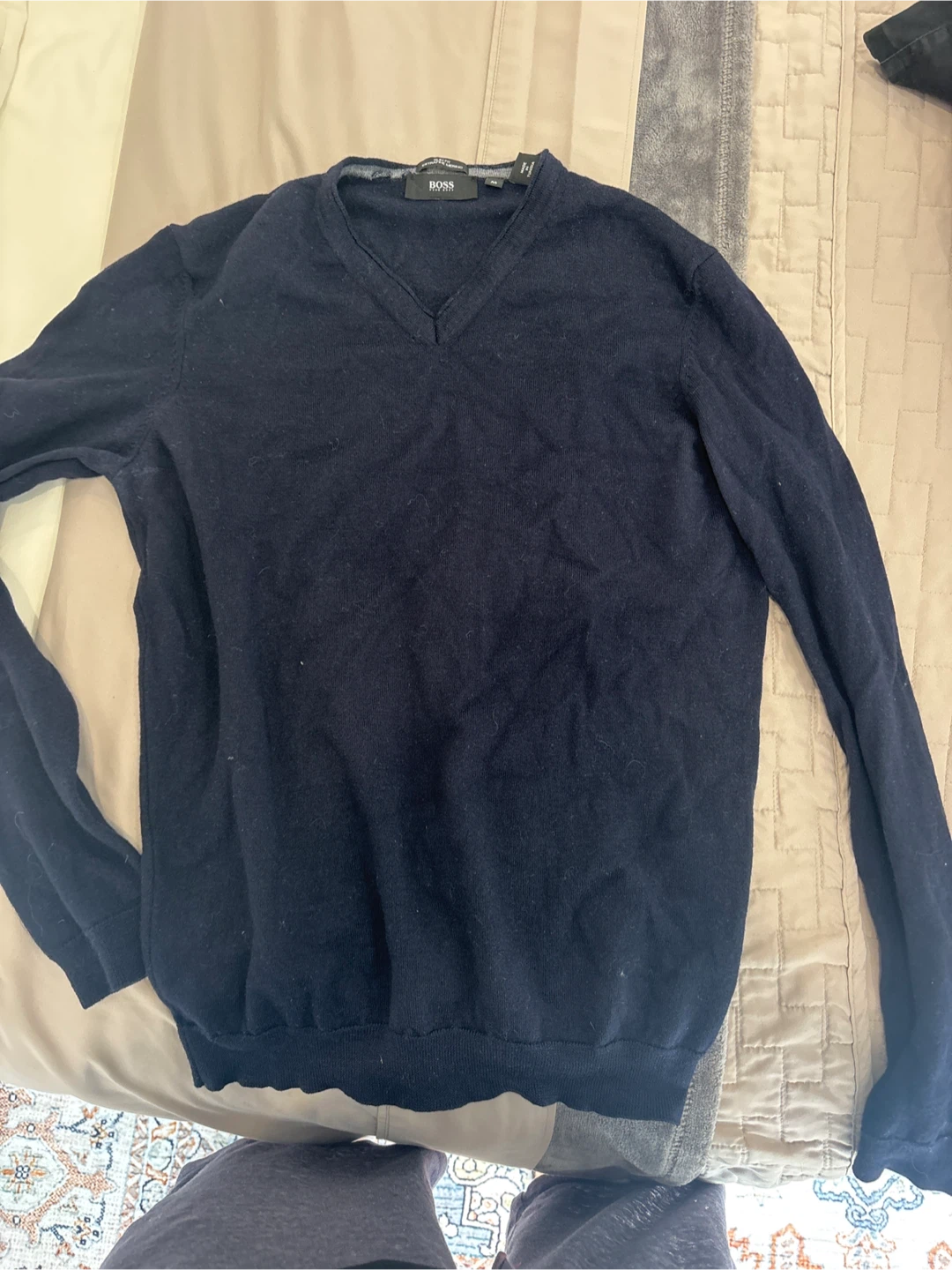 Hugo Boss Navy V-Neck Sweater - Size M - photo 3