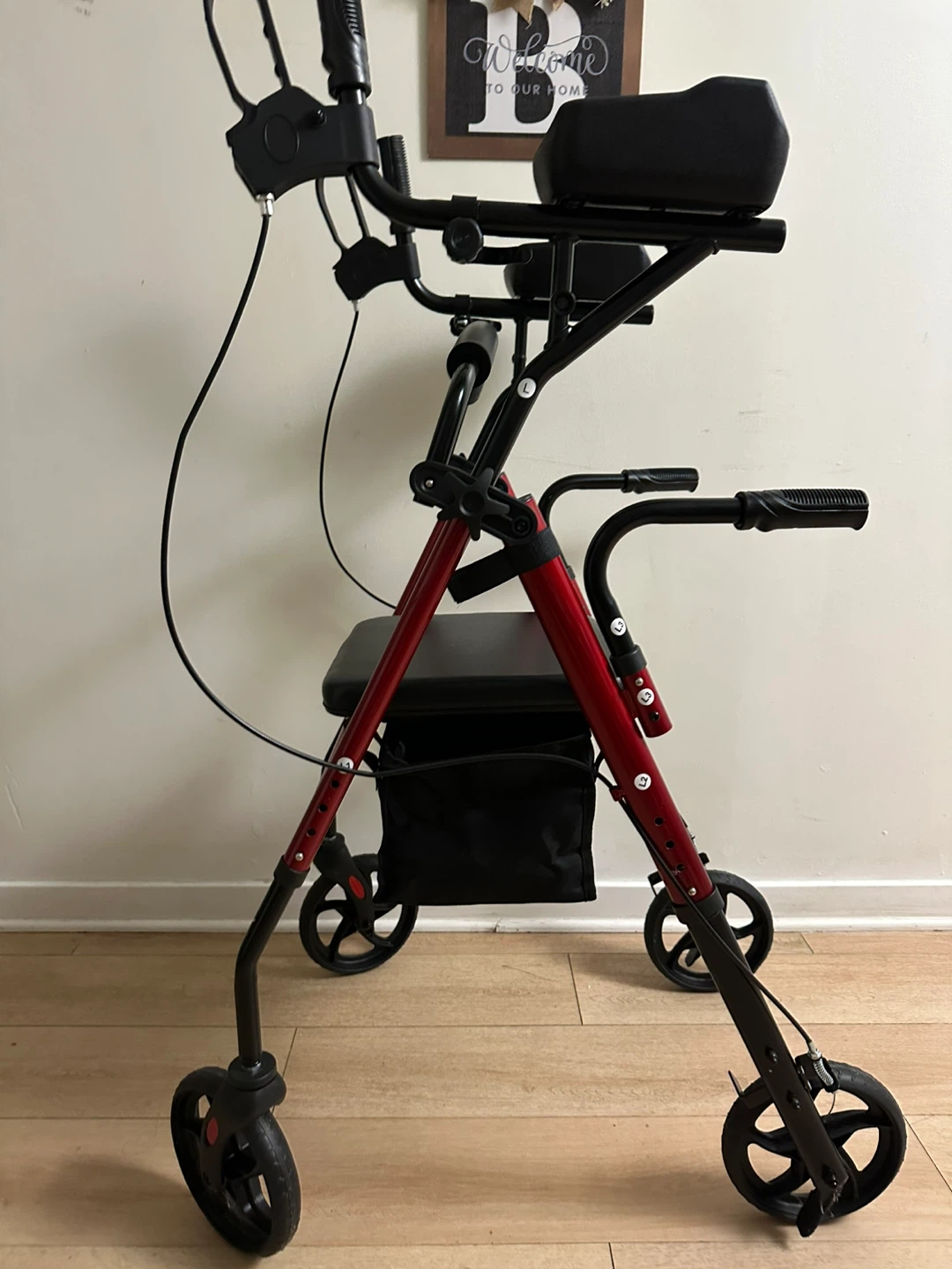 Red & Black Upright Walker with Seat - photo 4