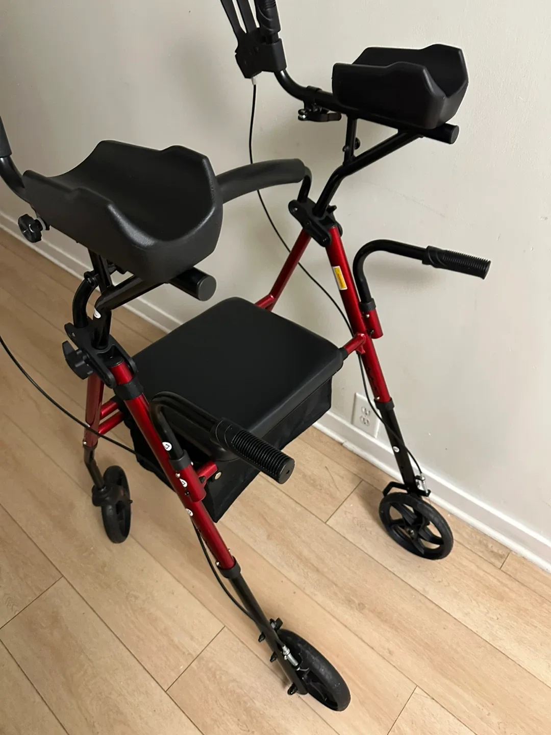 Red & Black Upright Walker with Seat