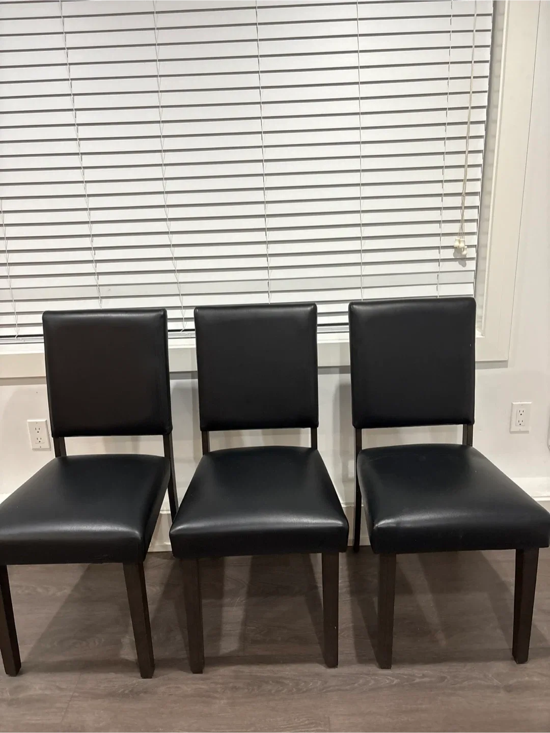 Set of 3 Black leather Chairs