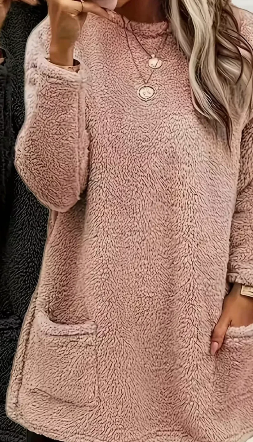 Fuzzy Pullover Sweater - Rose/Mauve image indicator(1)