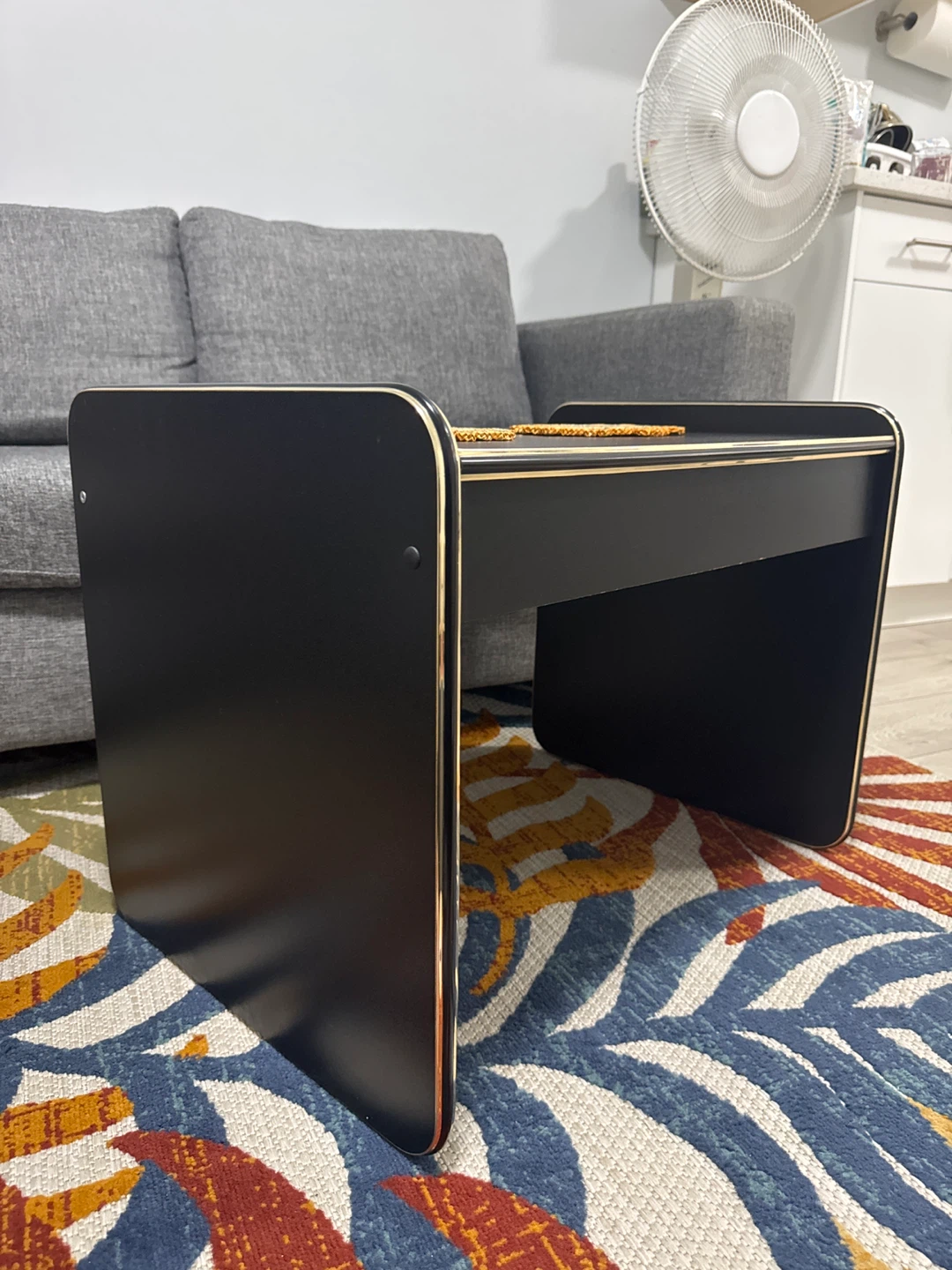 Black Side Table with Gold Trim - photo 2