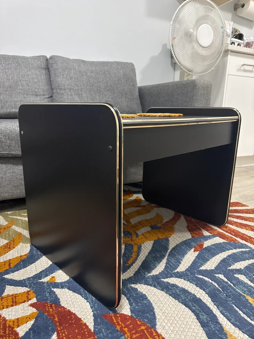 Black Side Table with Gold Trim image indicator(2)