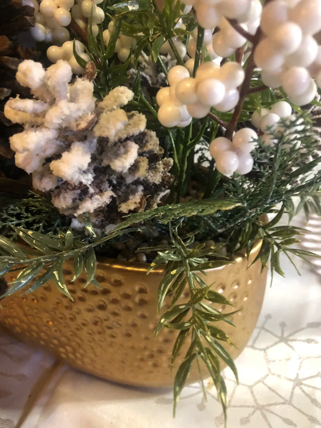 Christmas Floral Arrangement in Gold Pot #Cleanout image indicator(5)
