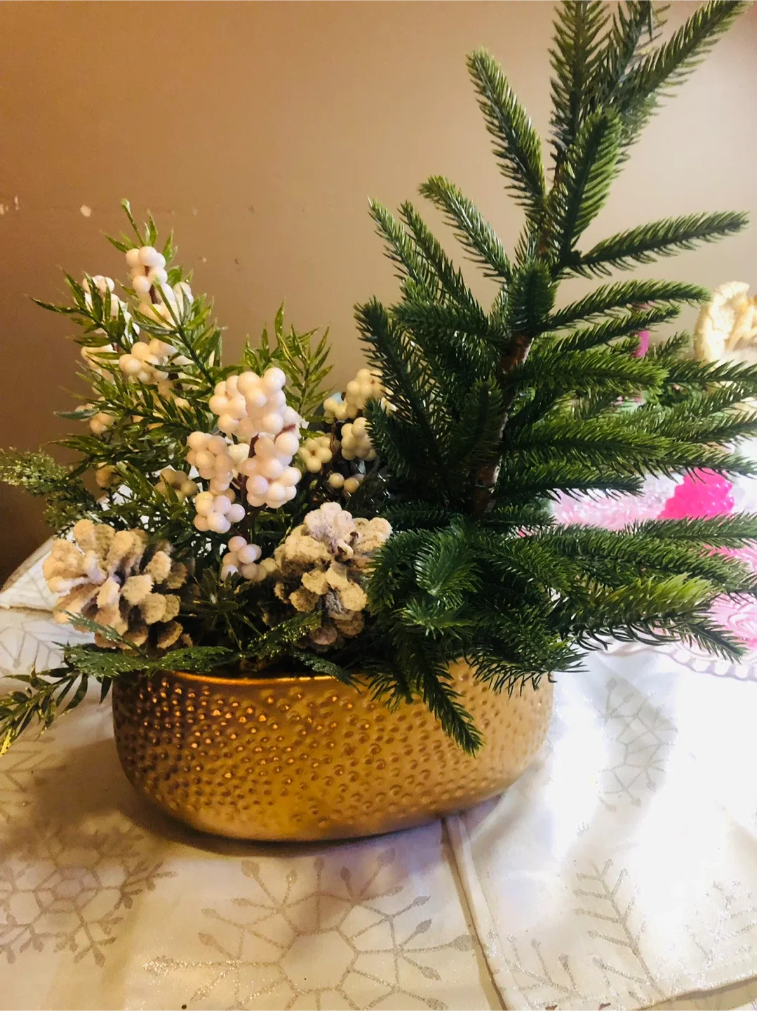 Christmas Floral Arrangement in Gold Pot #Cleanout image indicator(6)