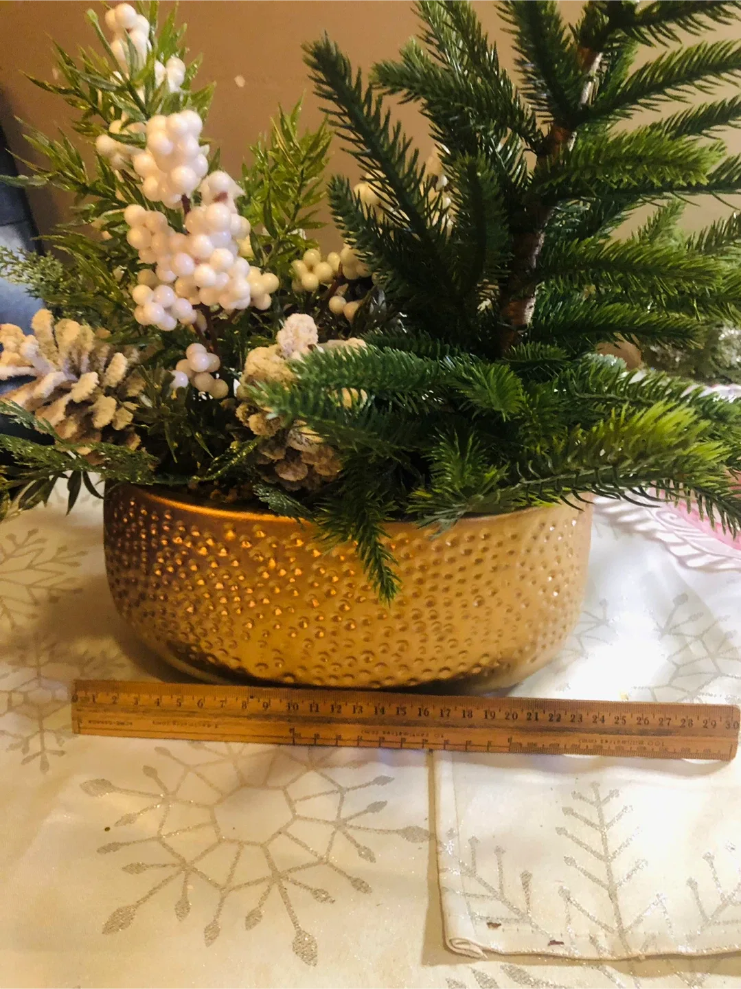 Christmas Floral Arrangement in Gold Pot #Cleanout image indicator(3)