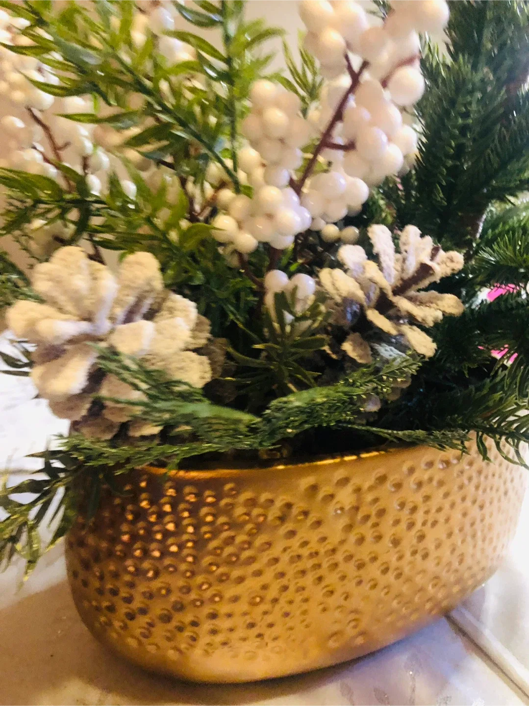 Christmas Floral Arrangement in Gold Pot #Cleanout image indicator(4)