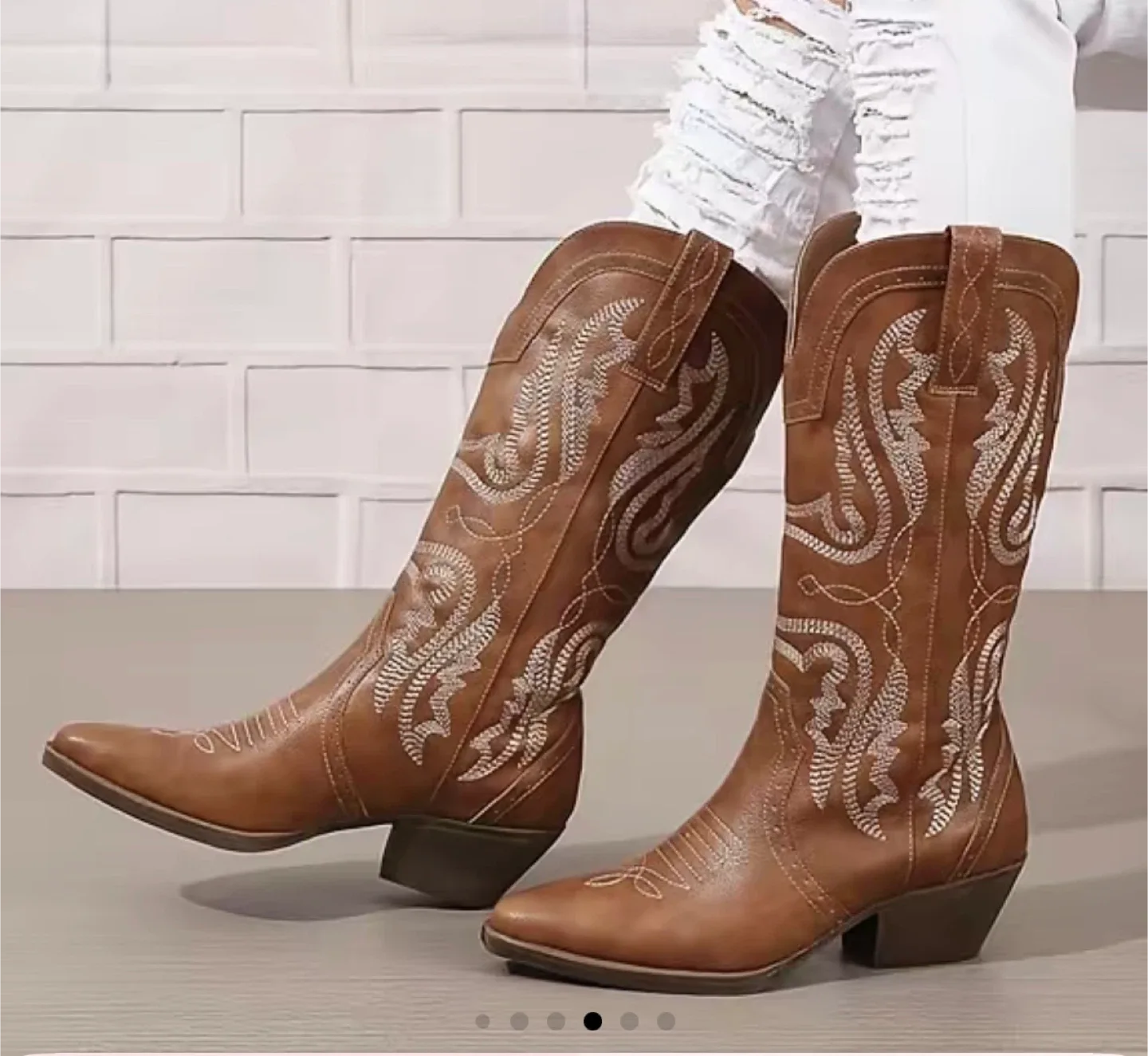 Brown Embroidered Cowboy Boots