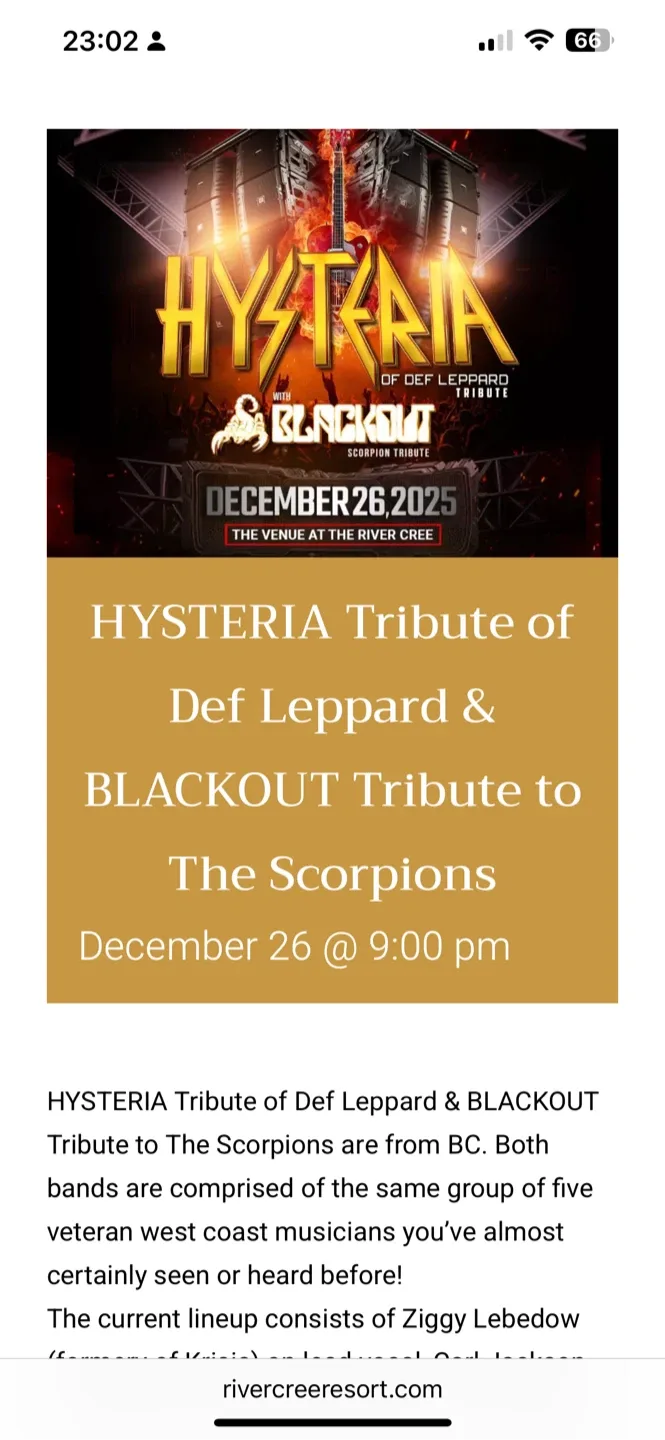 HYSTERIA Def Leppard & BLACKOUT Tribute Ticket