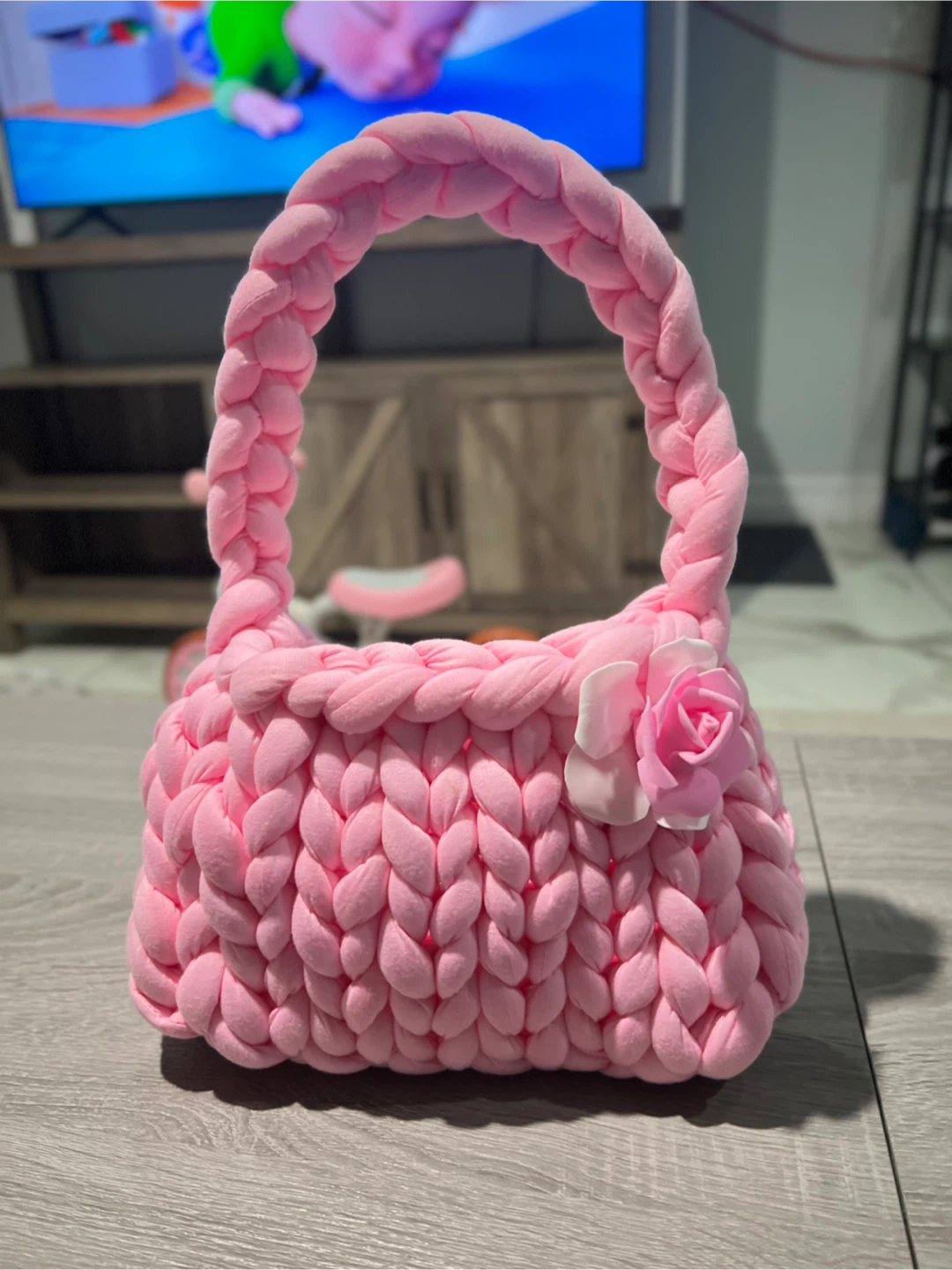 Pink Knitted Handbag
