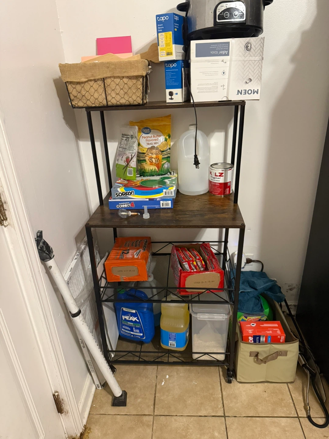 3-Tier Metal & Wood Storage Stand