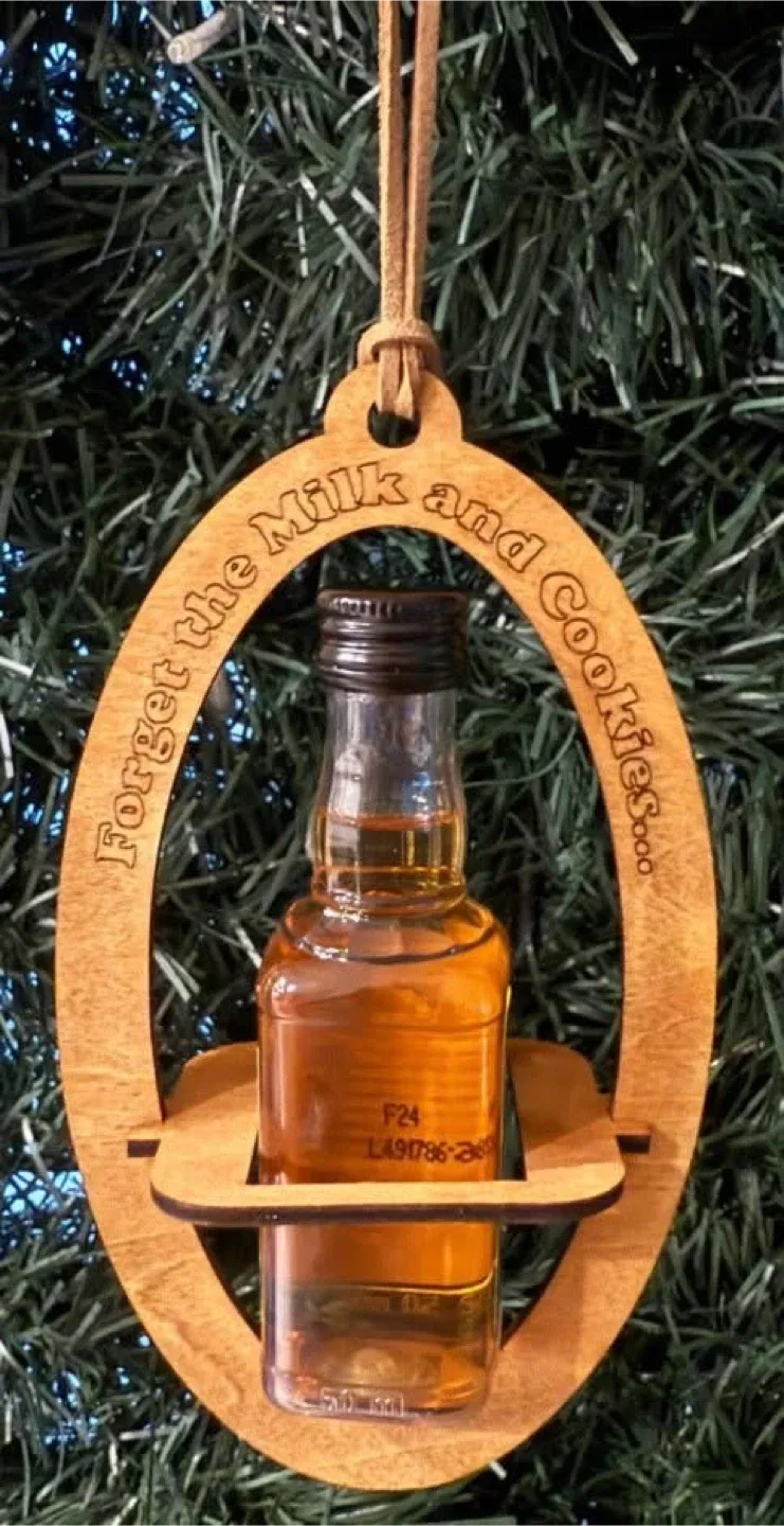 Liquor Bottle Christmas Ornament handmade, laser, engraved