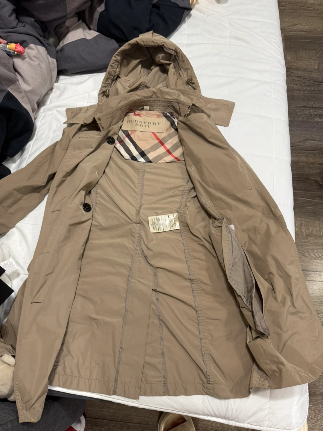 Burberry Brit Beige Hooded Trench Coat - Size 4 (US) - photo 2