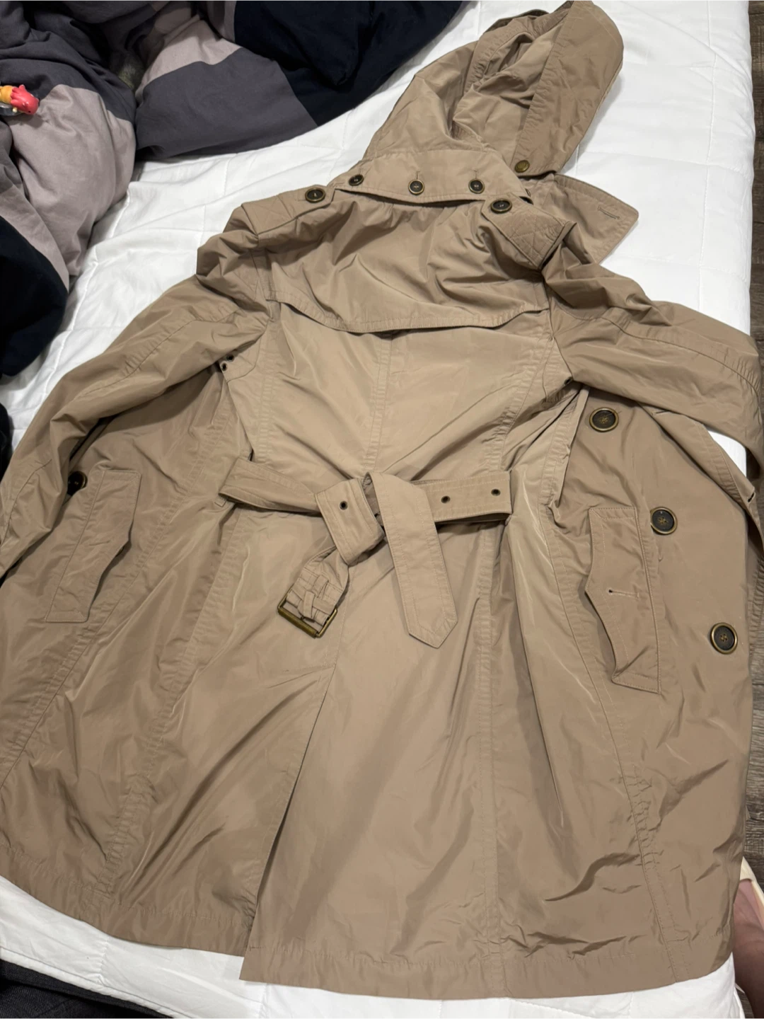 Burberry Brit Beige Hooded Trench Coat - Size 4 (US) - photo 4