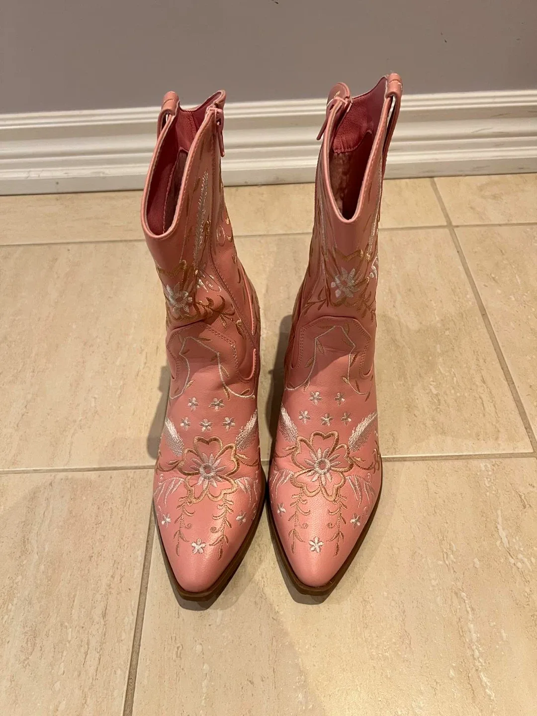 Pink Embroidered Cowboy Boots image indicator(2)