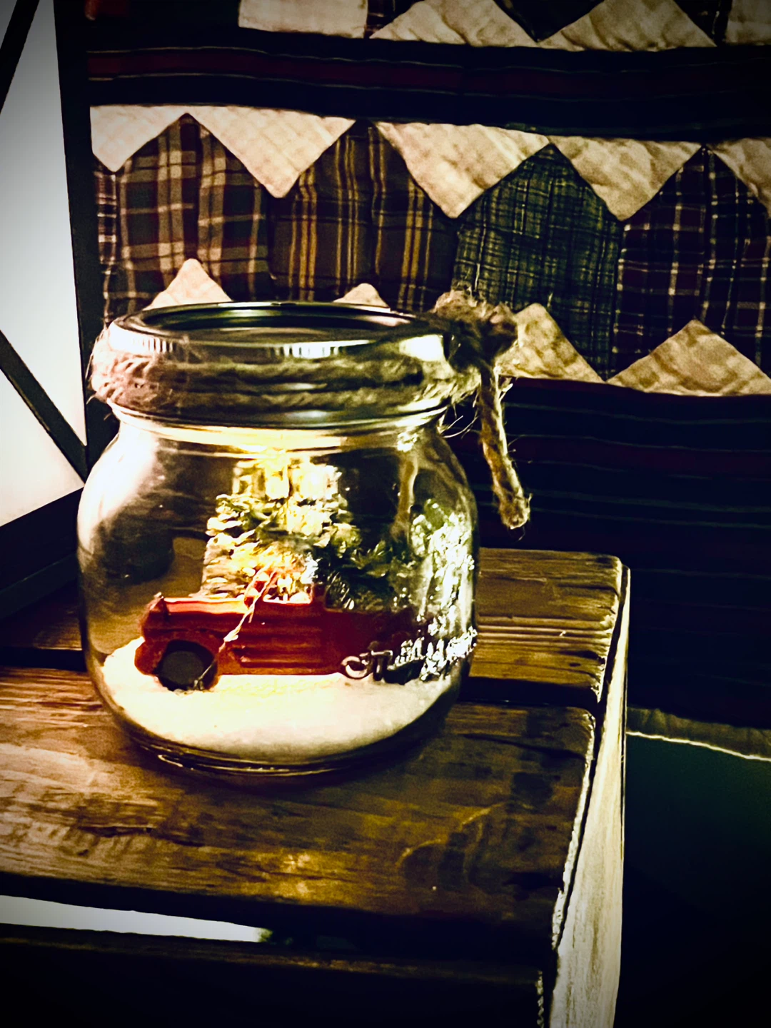 Christmas Truck Snow Globe Mason Jar