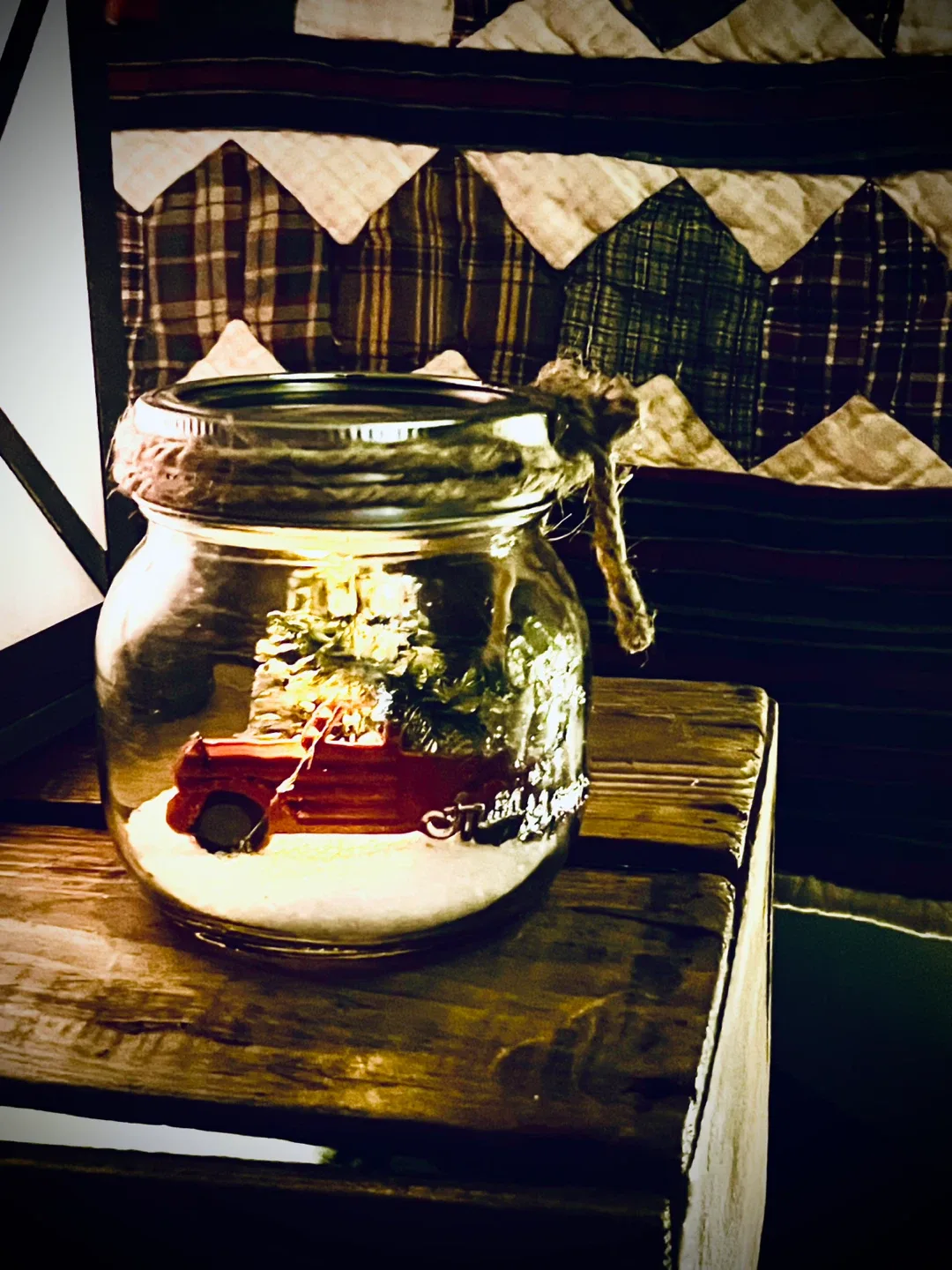 Christmas Truck Snow Globe Mason Jar