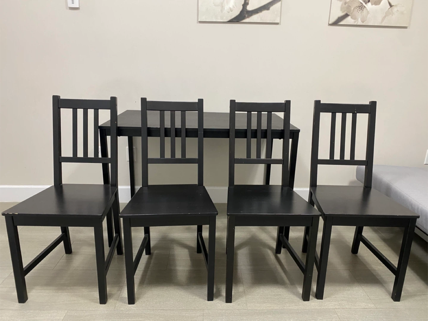 IKEA Dining Table with 4 Chairs - Black - photo 3