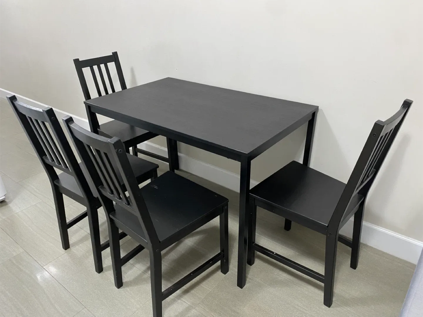 IKEA Dining Table with 4 Chairs - Black