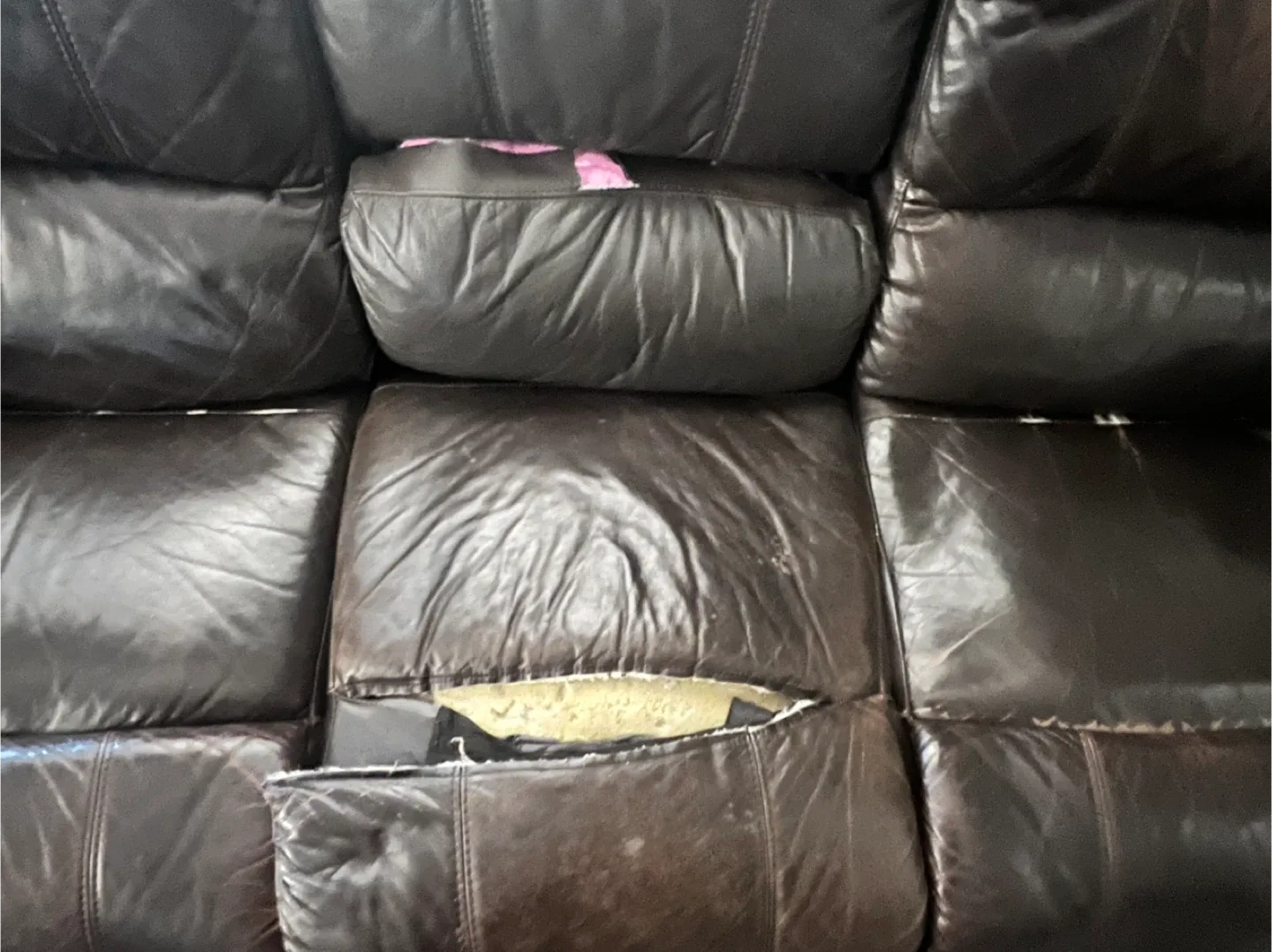 Brown Leather Reclining Sofa - AS IS image indicator(2)