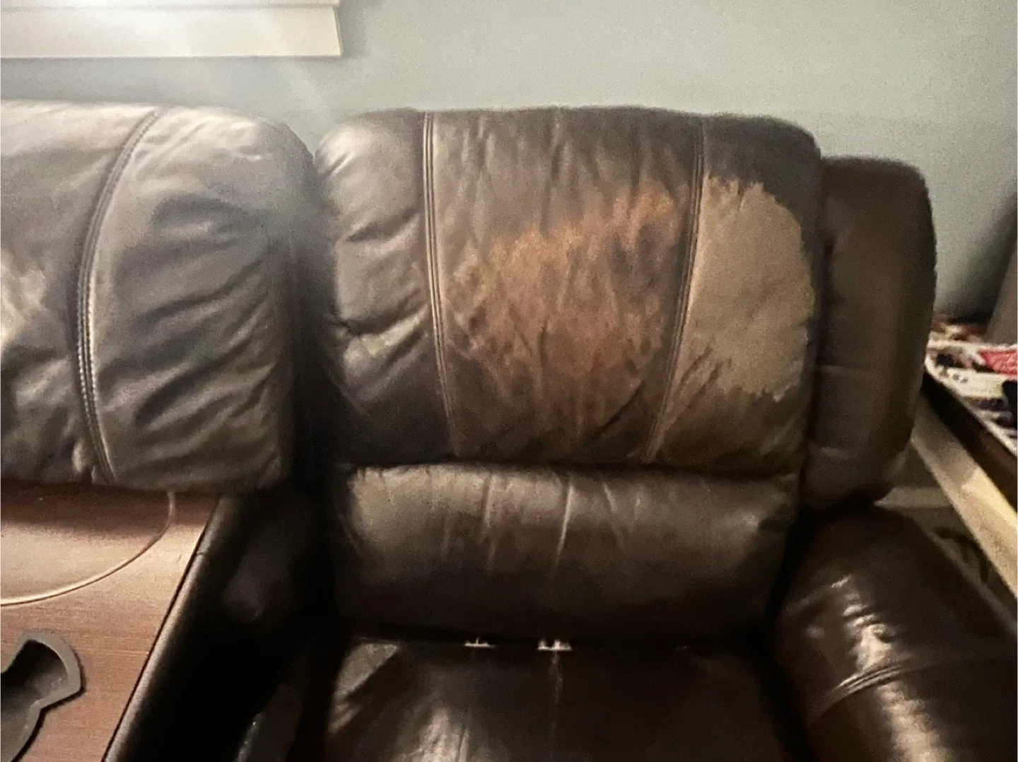Brown Leather Reclining Sofa - AS IS image indicator(6)