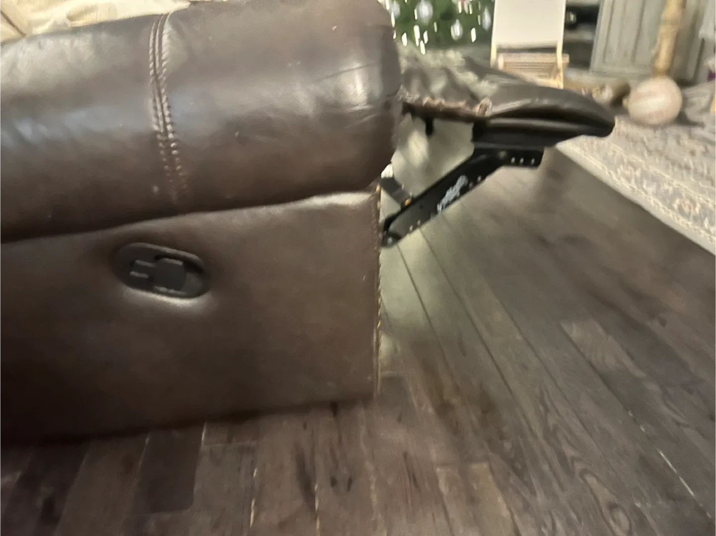 Brown Leather Reclining Sofa - AS IS image indicator(8)