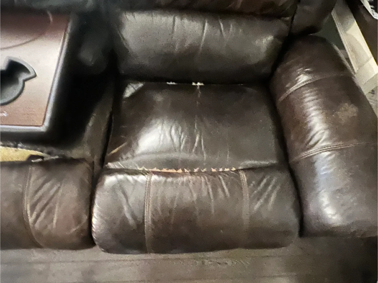 Brown Leather Reclining Sofa - AS IS image indicator(7)