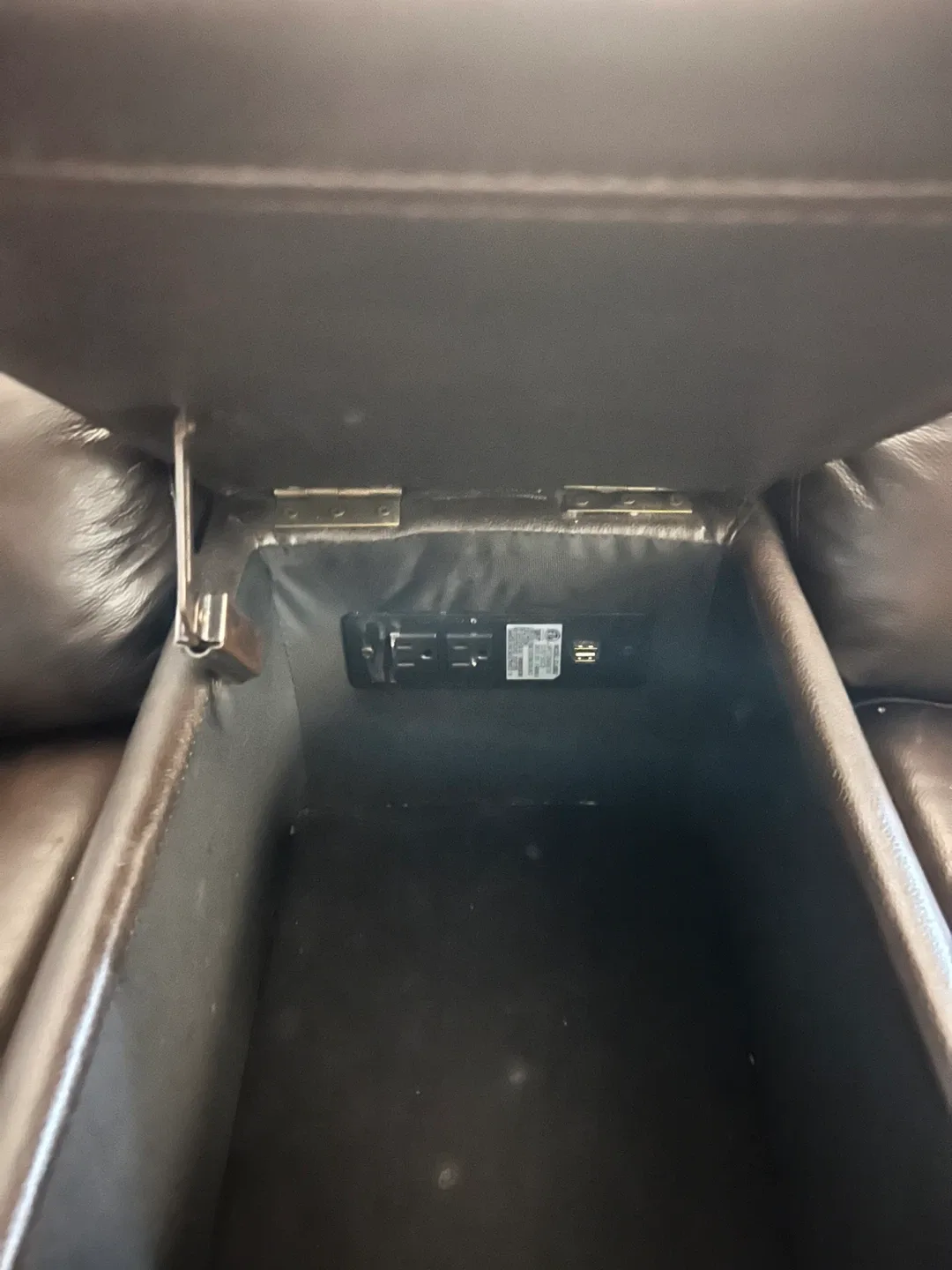 Brown Leather Loveseat Recliner with Console image indicator(6)