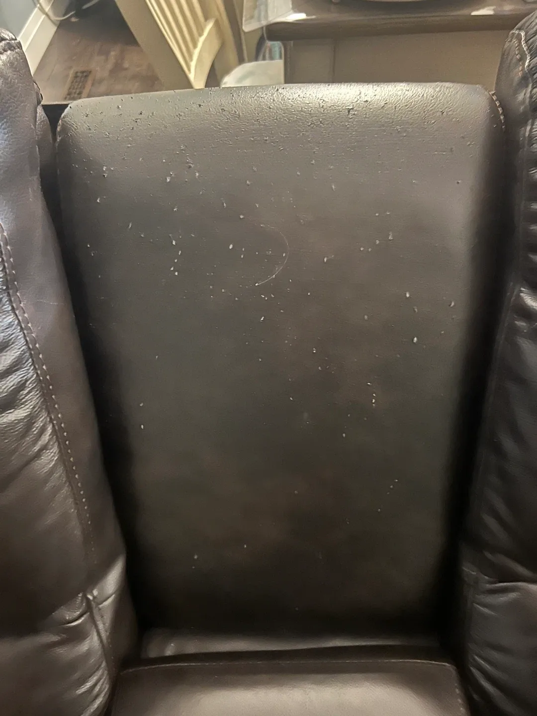 Brown Leather Loveseat Recliner with Console image indicator(4)