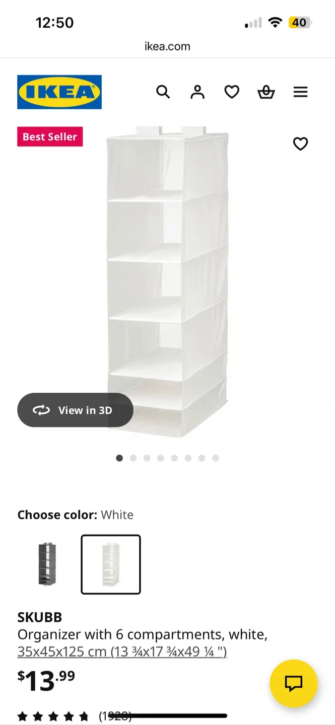 New IKEA SKUBB White 6-Compartment Organizer