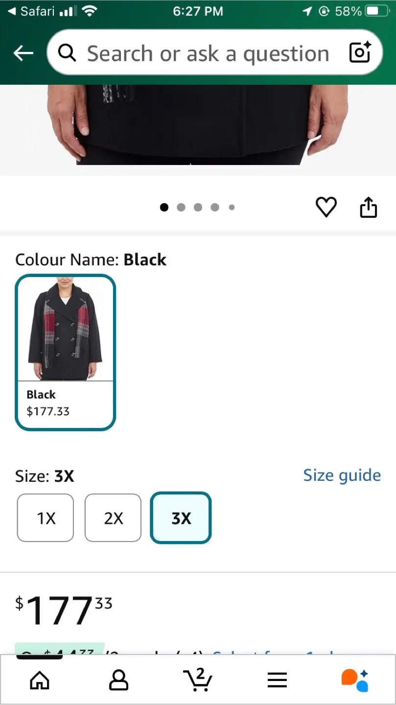 London Fog Black Peacoat with Scarf image indicator(7)