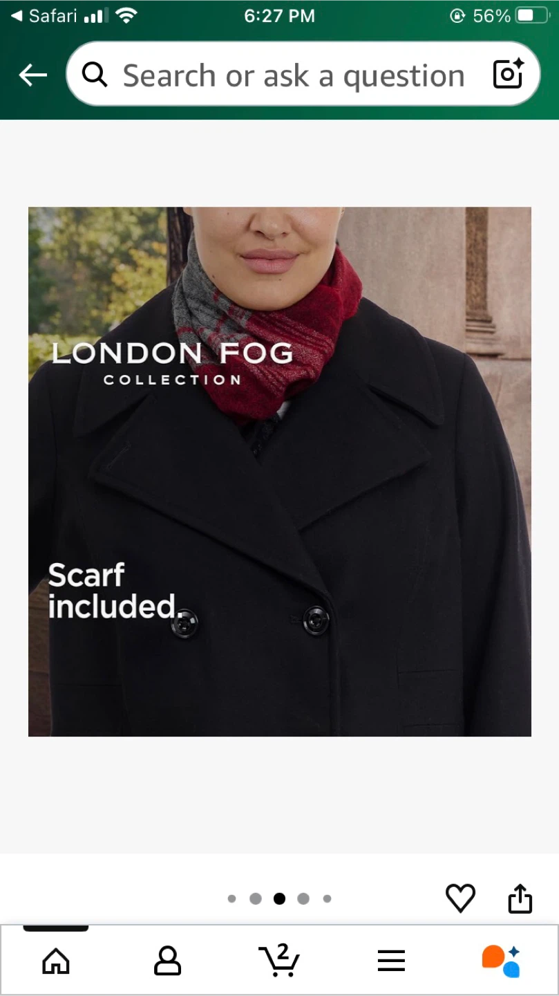 NEW-London Fog Black Peacoat with Scarf - photo 5
