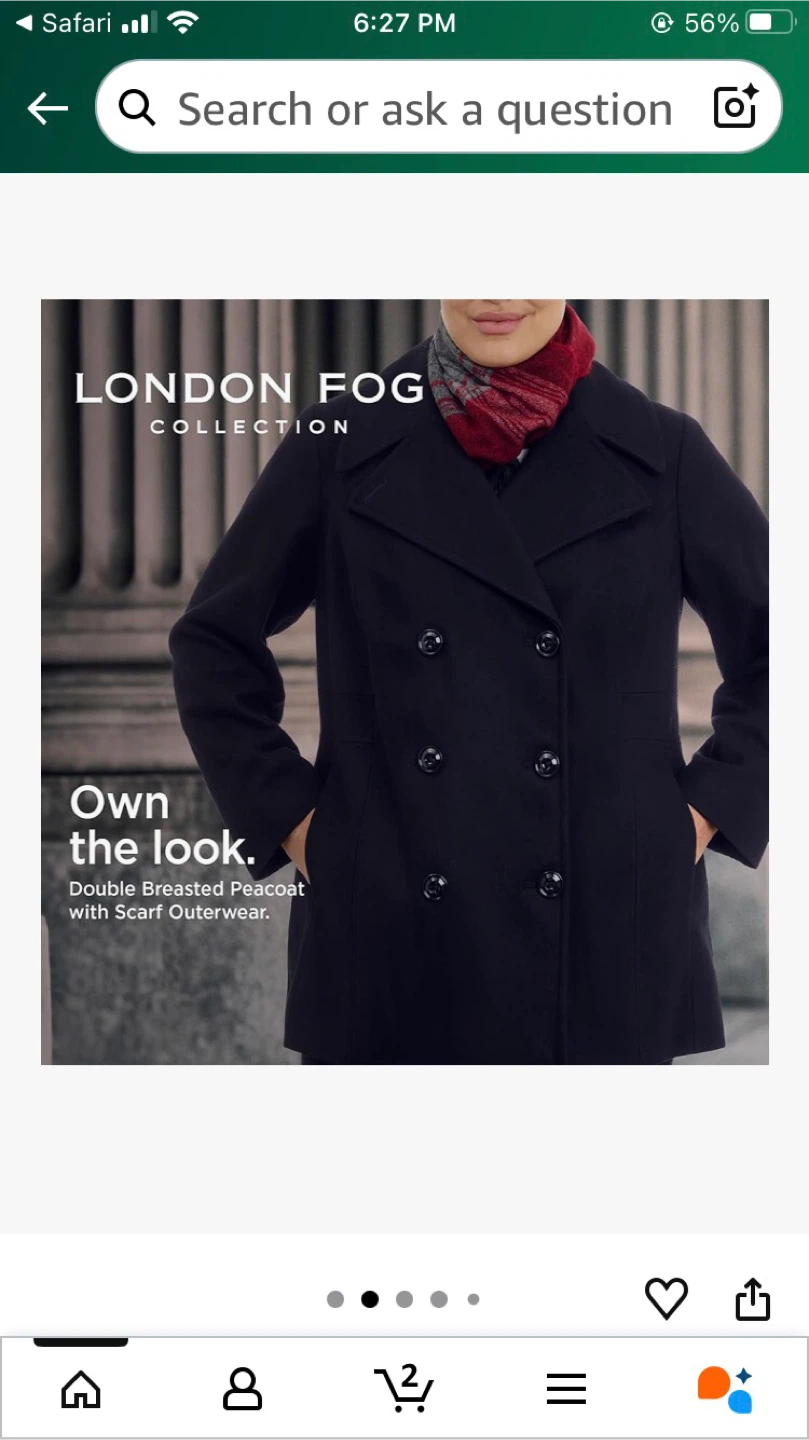 NEW-London Fog Black Peacoat with Scarf - photo 4