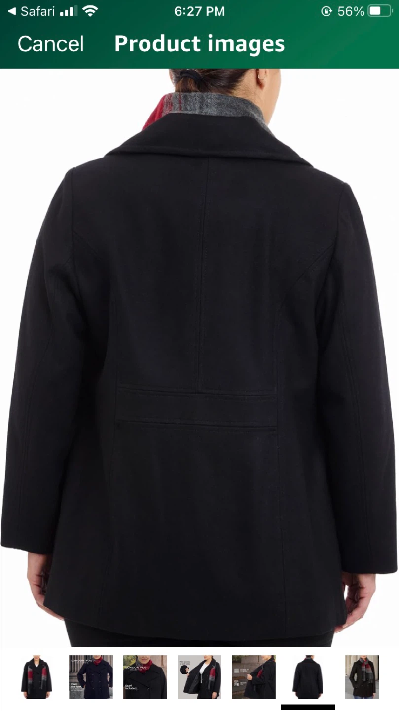 NEW-London Fog Black Peacoat with Scarf - photo 2