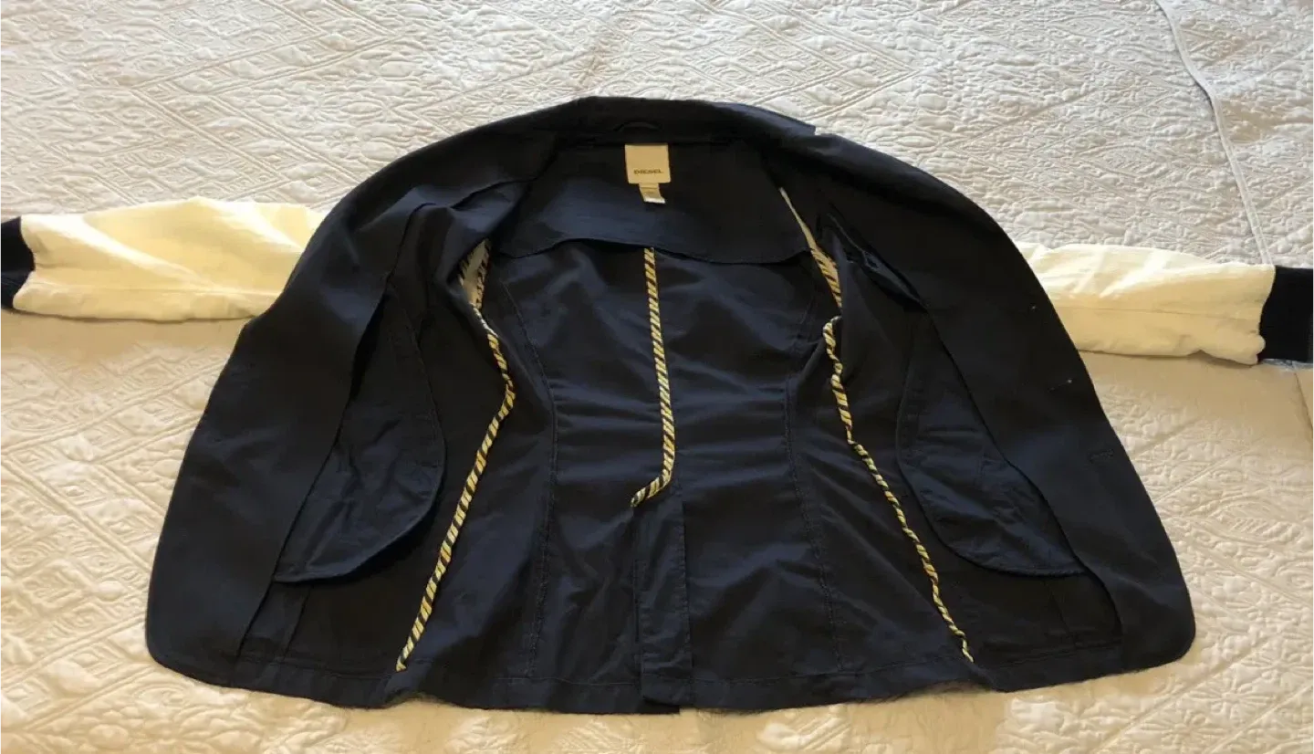 Rare Vintage DIESEL Varsity Jacket/Blazer Navy & White - Size M image indicator(6)