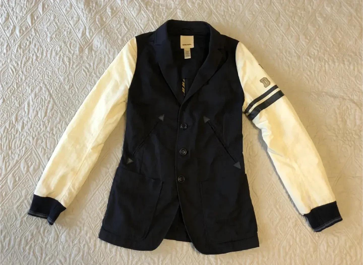 Rare Vintage DIESEL Varsity Jacket/Blazer Navy & White - Size M