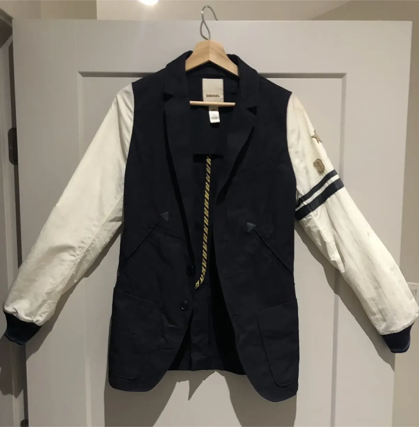 Rare Vintage DIESEL Varsity Jacket/Blazer Navy & White - Size M image indicator(2)