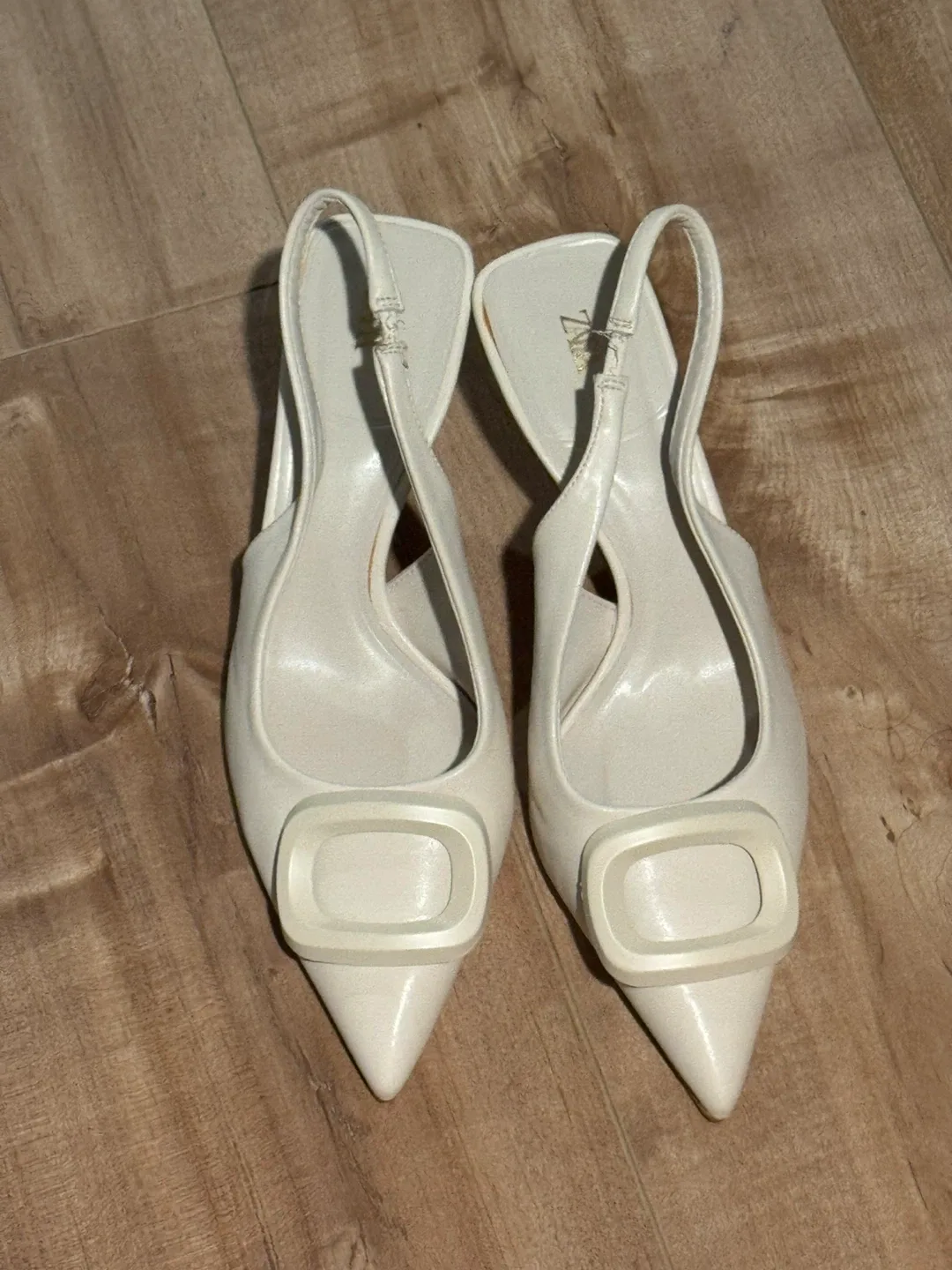 Zara White Slingback Heels