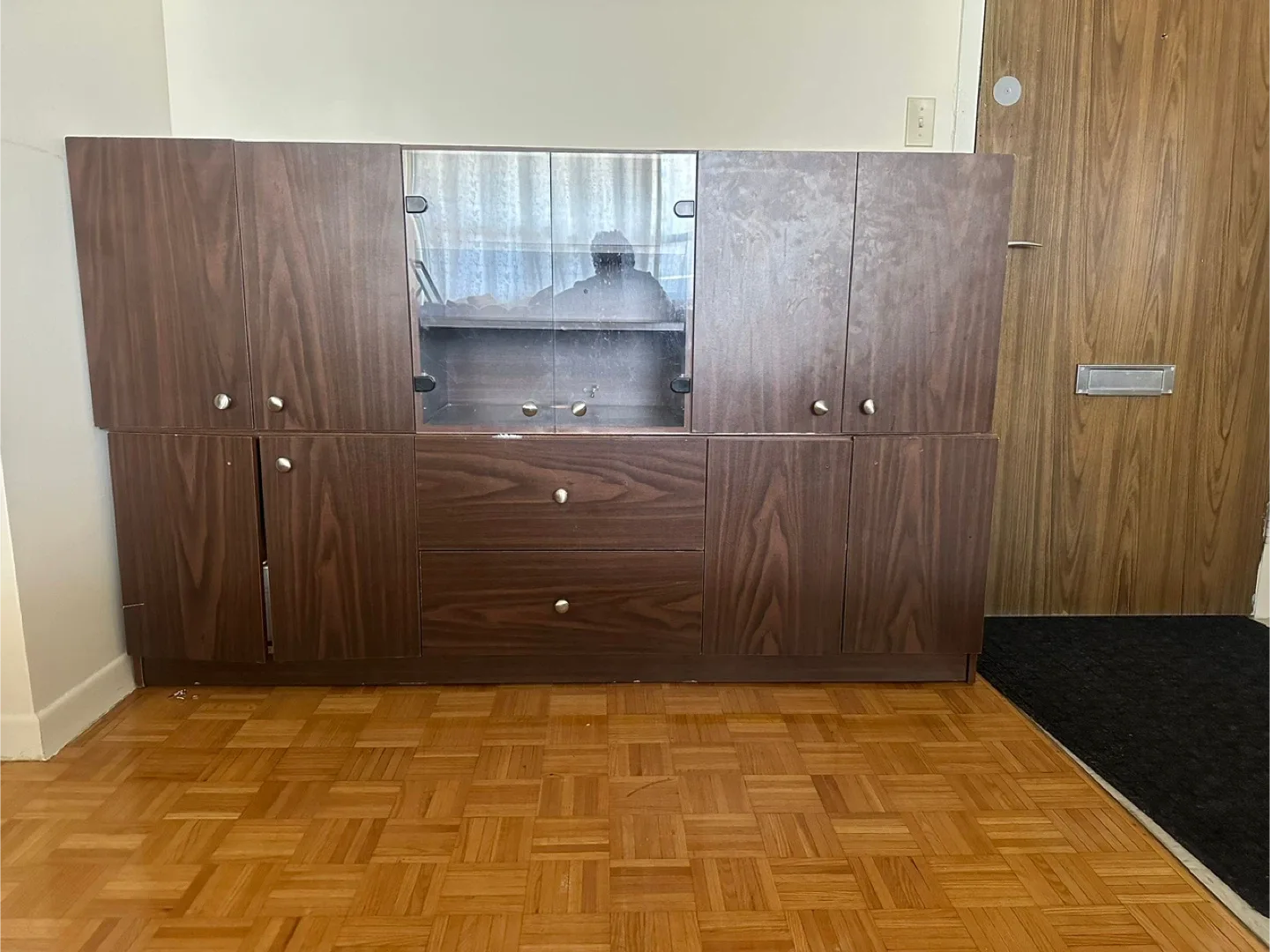 Brown Wooden Cabinet with Glass Display