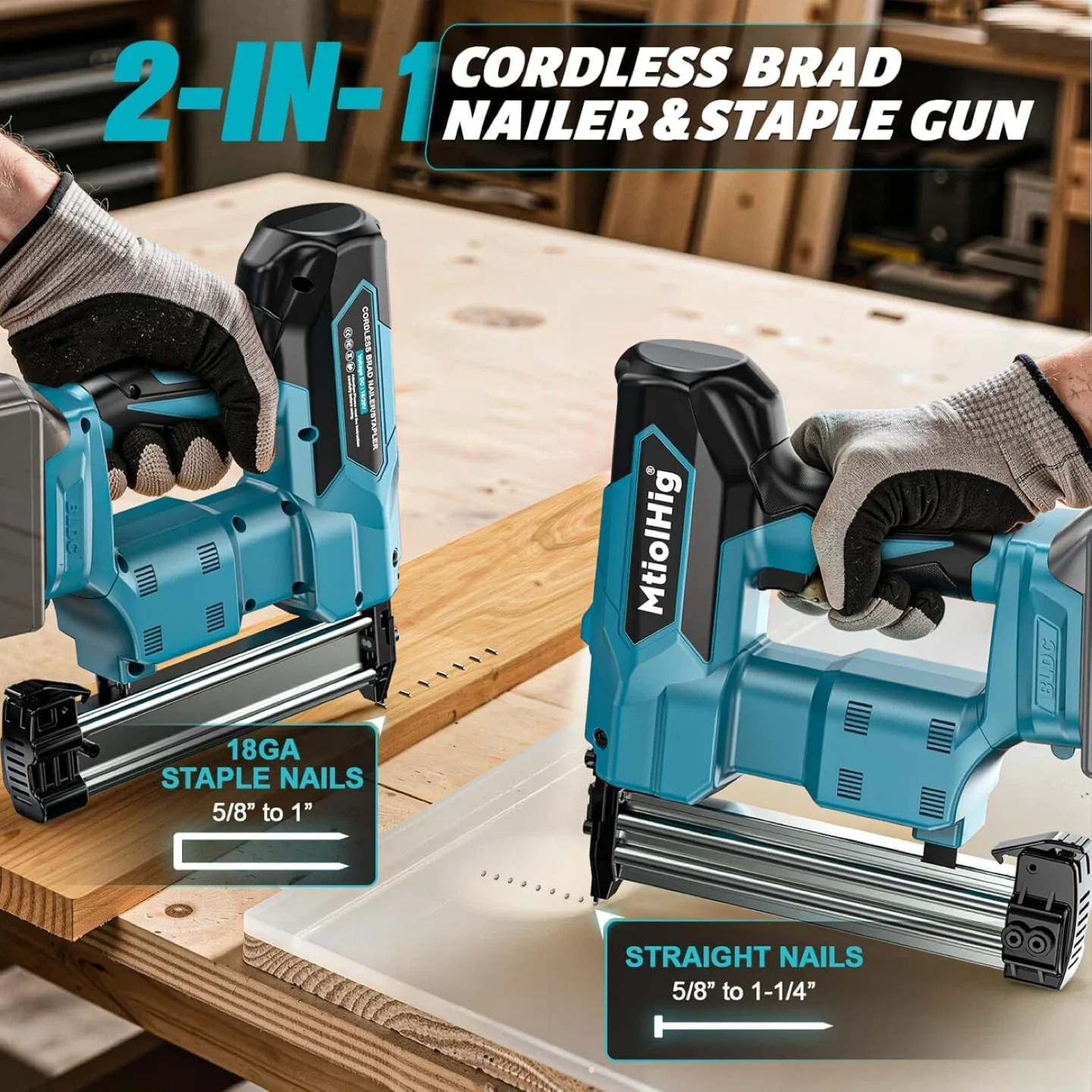 Cordless Brad Nailer 2-in-1 Compatible with Makita Battery image indicator(3)