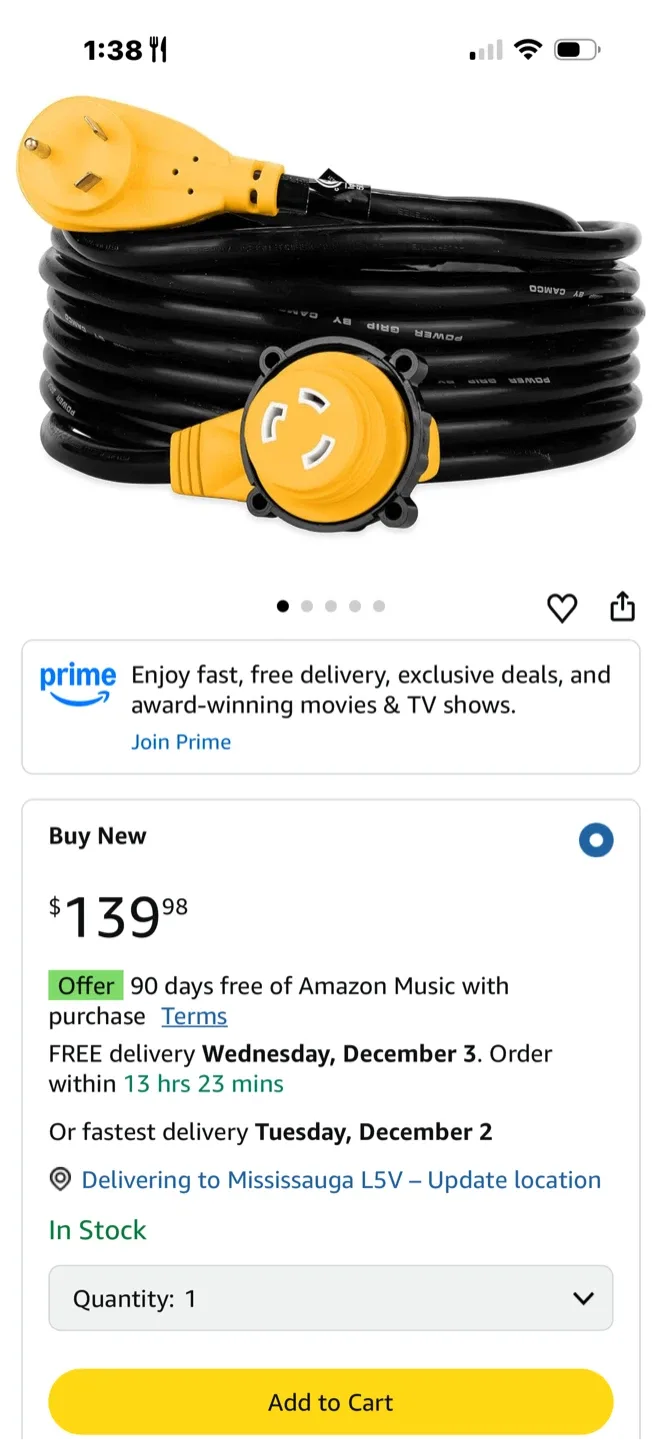 Camco Power Grip 30-Amp Locking Power Cord image indicator(5)