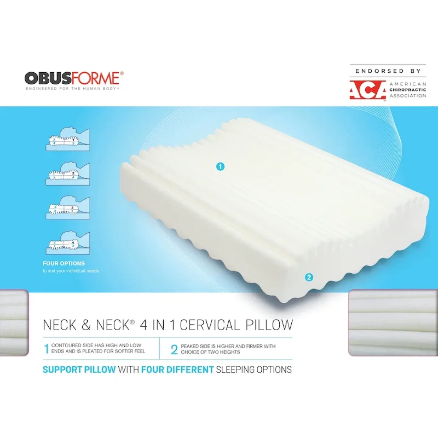 ObusForme Neck & Neck 4 in 1 Cervical Pillow